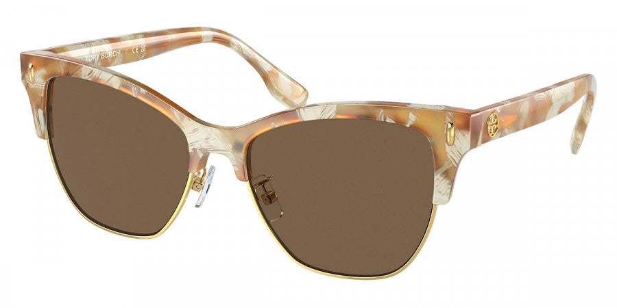 title:Tory Burch Women's 53mm Tory Horn Sunglasses TY7199-194973-53;color:Tory Horn frame, Dark Brown lens