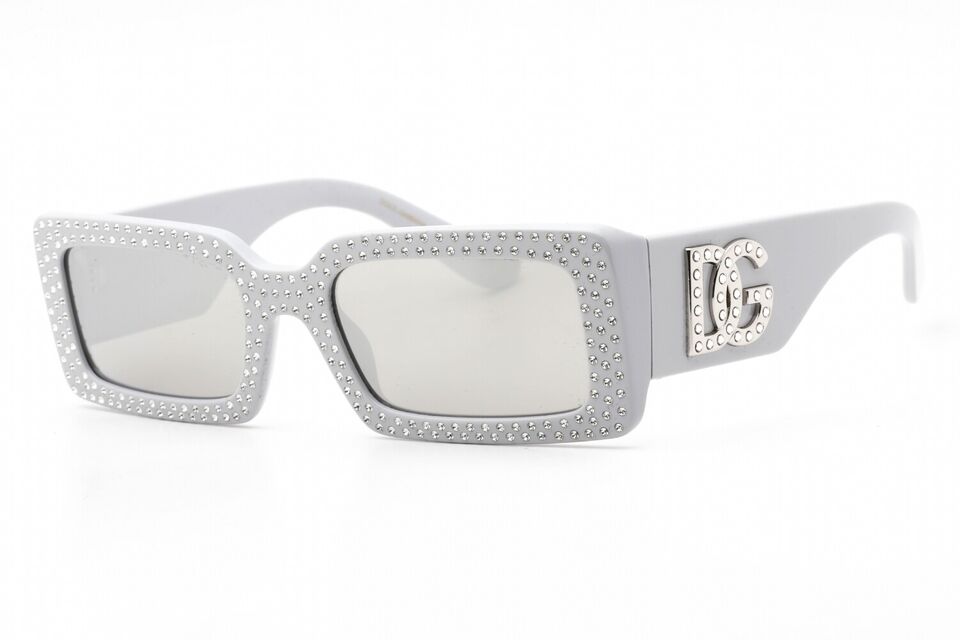 title:Dolce & Gabbana Women's 53mm Light Grey Sunglasses DG4447B-34186G-53;color:Light Grey frame, Light Grey Mirror Silver lens