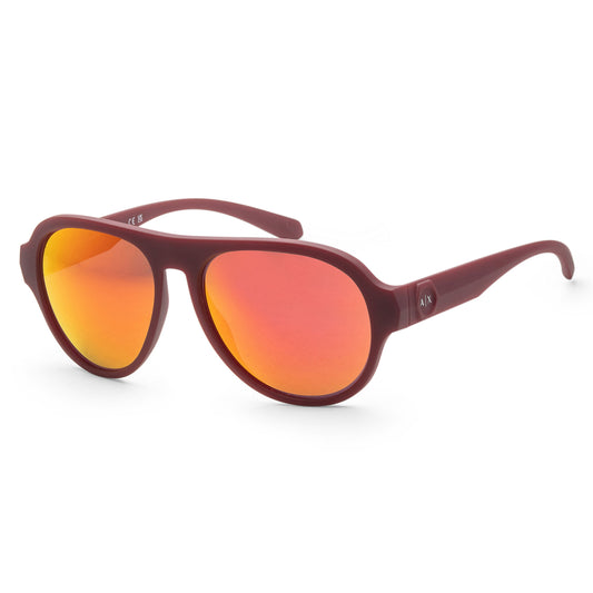 title:Armani Exchange Men's 58mm Matte Bordeaux Sunglasses AX4126SU-82746Q-58;color:Matte Bordeaux frame, Dark Violet Mirror Red lens