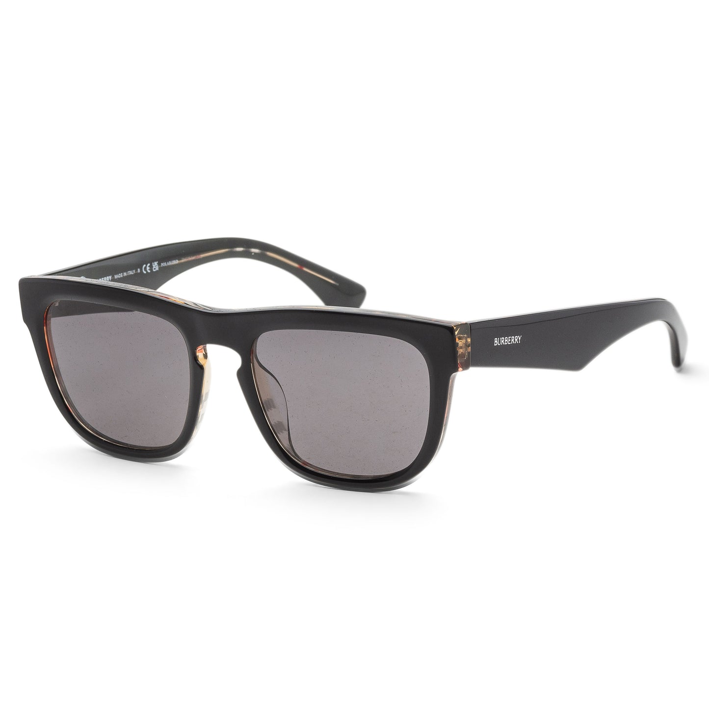 title:Burberry Mens 56mm Black Vintage Checker Polarized Sunglasses BE4431U-412181-56;color:Top Black On Vintage Check frame, Dark Grey Polar lens