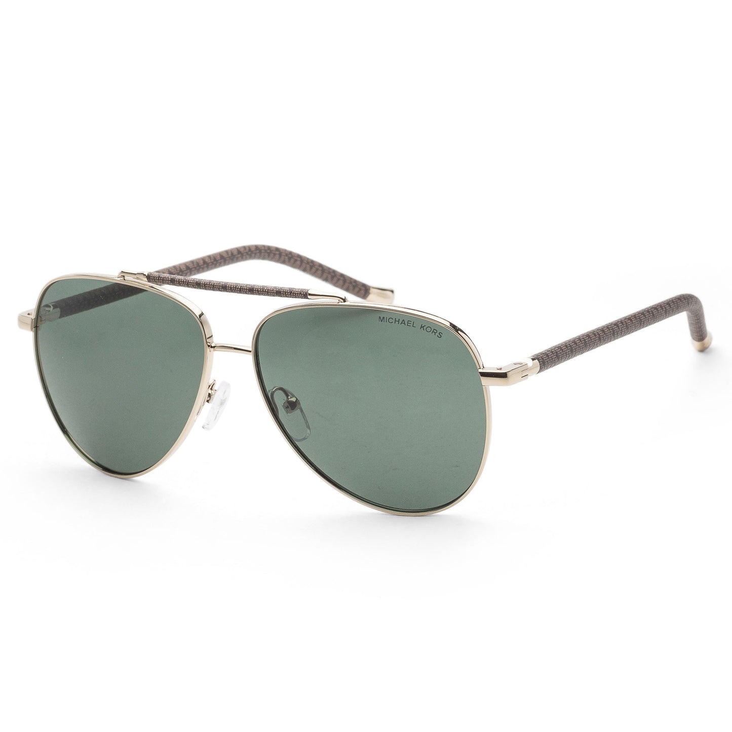 title:Michael Kors Women's 59mm Light Gold Shiny Sunglasses MK1146-10143H-59;color:Light Gold Shiny frame, Green Solid lens