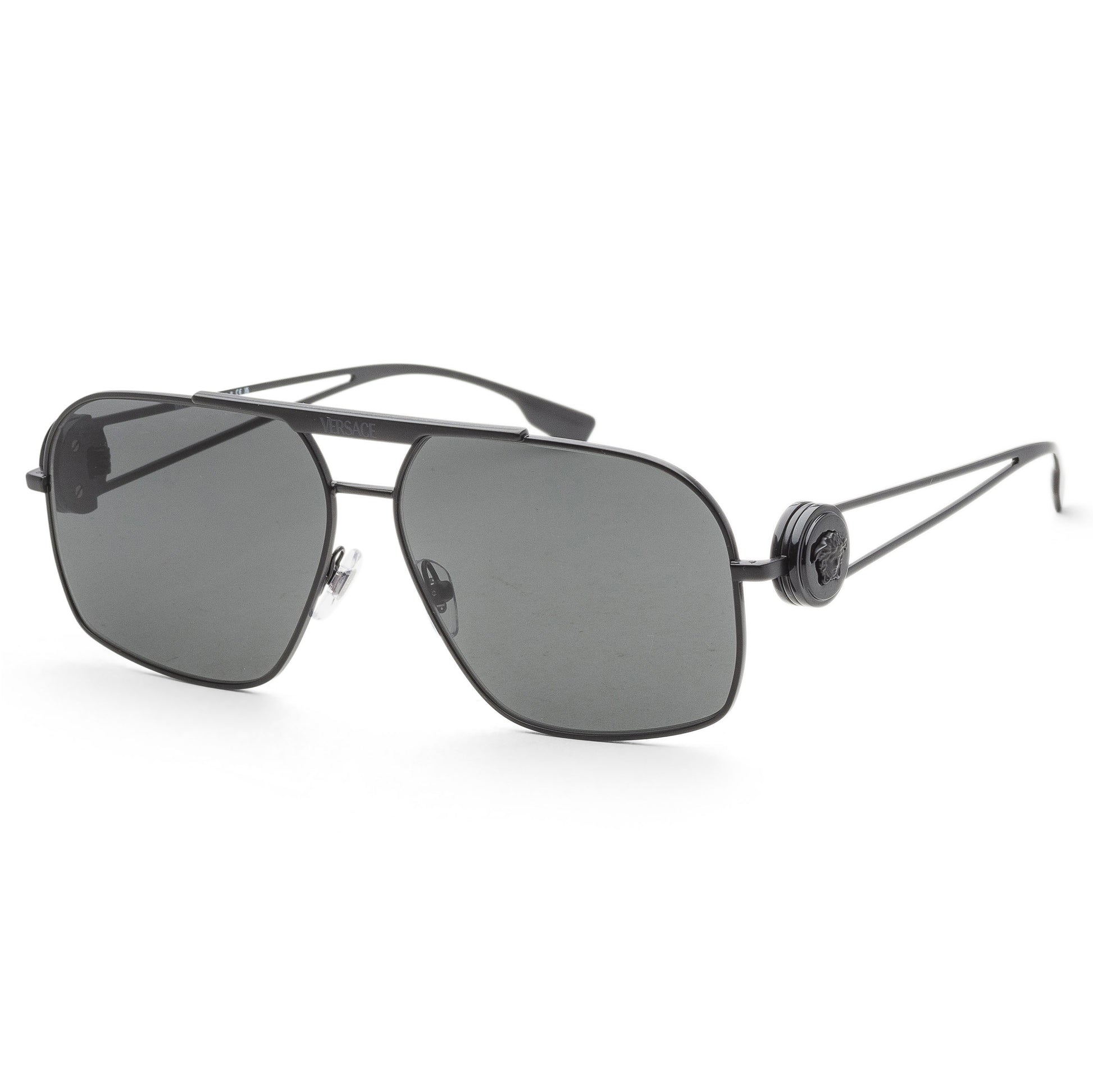 title:Versace Men's 62mm Matte Black Sunglasses VE2269-143387-62;color:Matte Black frame, Dark Grey lens