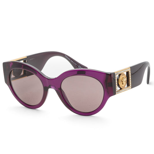 title:Versace Women's 52mm Transparent Plum Sunglasses VE4438B-53847N-52;color:Transparent Plum frame, Purple Brown lens