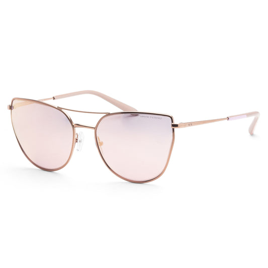 title:Armani Exchange Women's 56mm Shiny Rose Gold Sunglasses AX2045S-61036X-56;color:Shiny Rose Gold frame, Light Violet Mirror Rose Gold lens