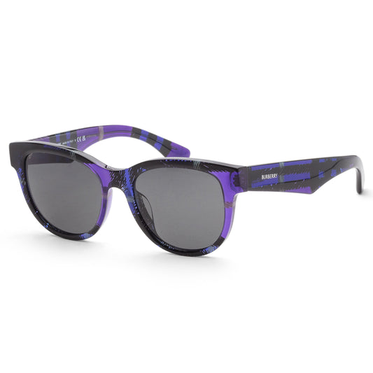 title:Burberry Women's 54mm Checker Violet Sunglasses BE4432U-411387-54;color:Checker Violet frame, Dark Grey lens