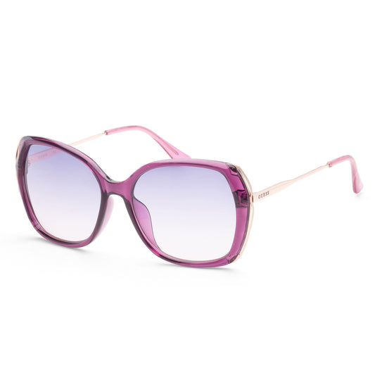 title:Guess Women's 57mm Transparent Burgundy Sunglasses GF0396-81X;color:Transparent Burgundy frame, Grey Gradient lens