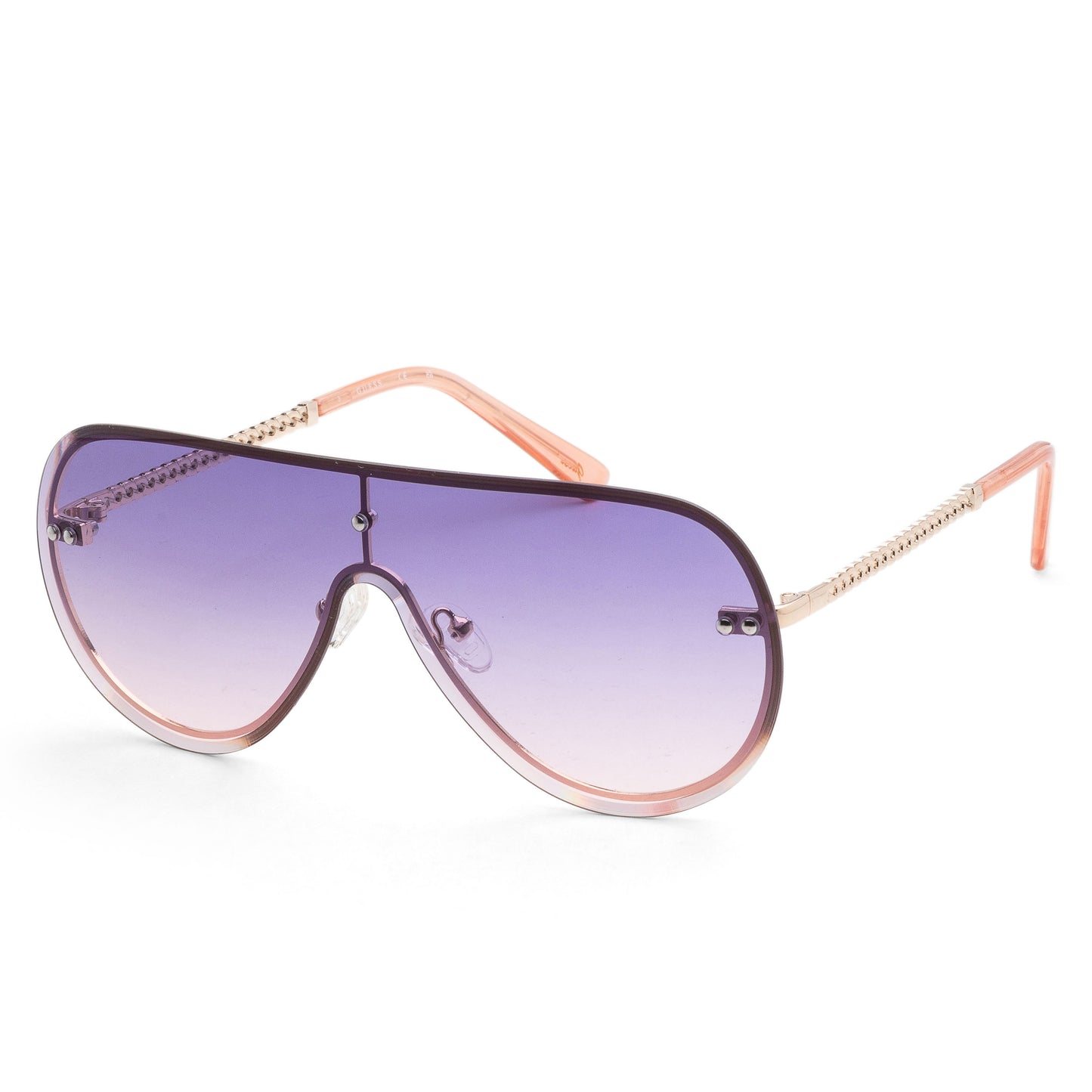 title:Guess Women's 99mm Gold Sunglasses GF0400-32V;color:Gold frame, Blue Gradient lens