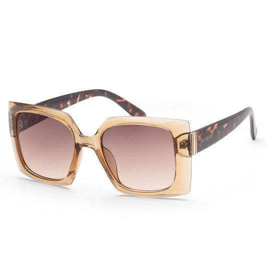 title:Guess Women's 53mm Transparent Brown Sunglasses GF0424-27F;color:Transparent Brown frame, Brown Gradient lens