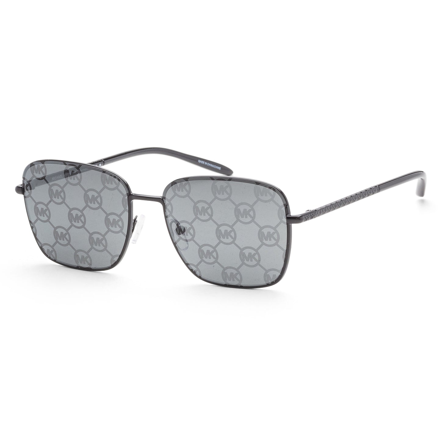 title:Michael Kors Men's Burlington Dark Grey Sunglasses MK1123-1005AI-57;color:Dark Grey frame, MK Print Silver Mirror lens