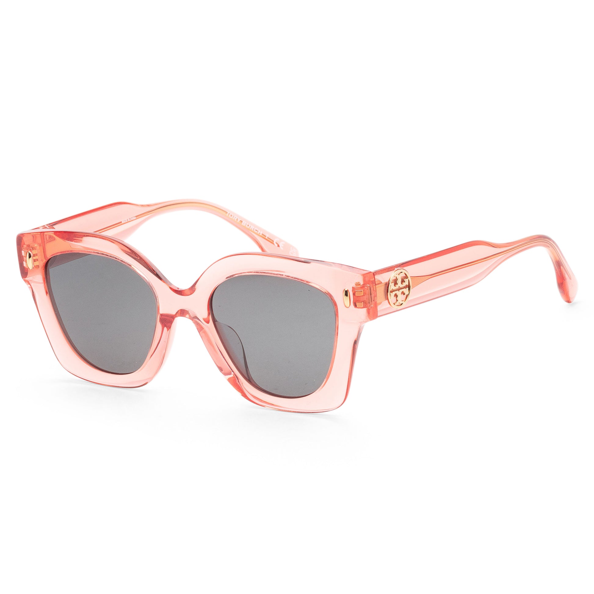 title:Tory Burch Women's 49mm Transparent Orange Sunglasses TY7201U-199087-49;color:Transparent Orange frame, Dark Grey lens