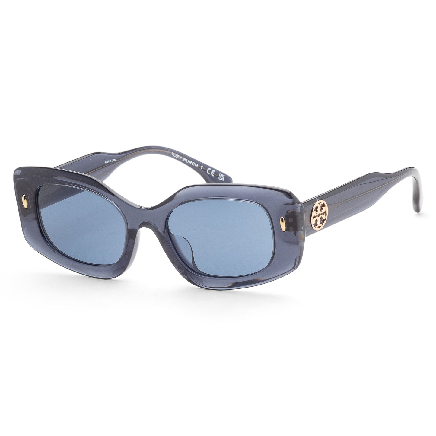 title:Tory Burch Women's 50mm Transparent Blue Sunglasses TY7202U-196380-50;color:Transparent Blue frame, Dark Blue lens