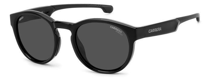 title:Carrera Unisex 51mm Black Sunglasses CA012S-0807-IR;color:Black frame, Dark Grey Gradient lens