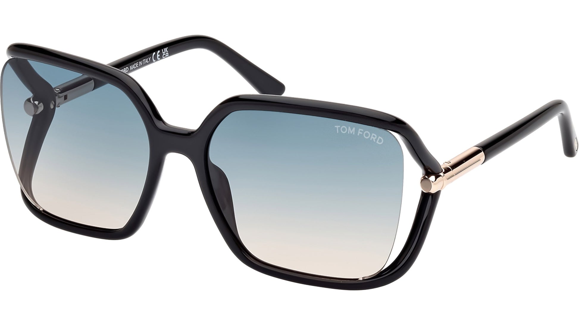 title:Tom Ford Women's Solange 60mm Shiny Black Sunglasses FT1089-01P-60;color:Shiny Black frame, Green Gradient lens