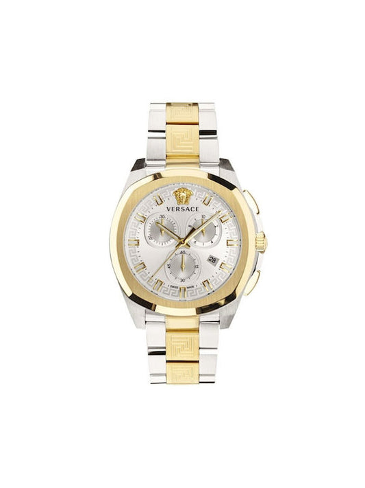 title:Versace Men's Geo 43mm Quartz Chronograph VE7CA0823;color:Silver and Gold