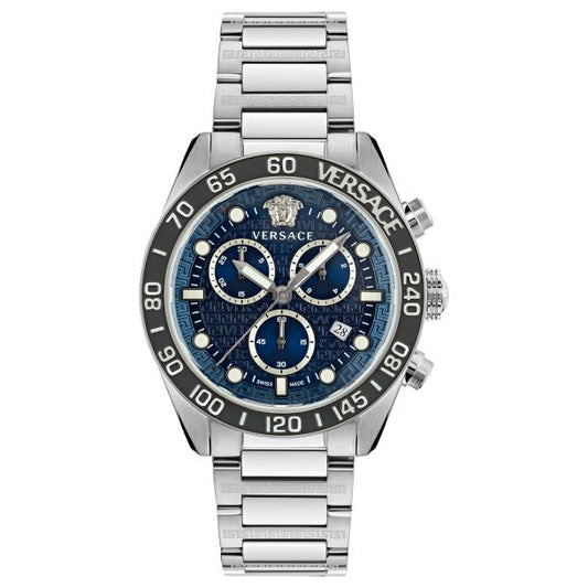 title:Versace Men's Greca Dome 43mm Quartz Chronograph VE6K00323;color:Silver