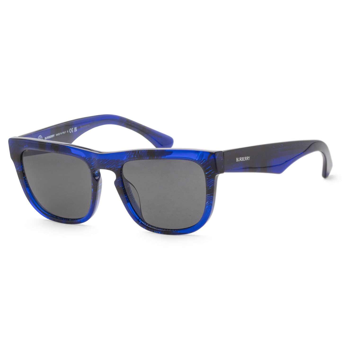 title:Burberry Men's 56mm Checker Blue Sunglasses BE4431U-411487-56;color:Checker Blue frame, Dark Grey lens