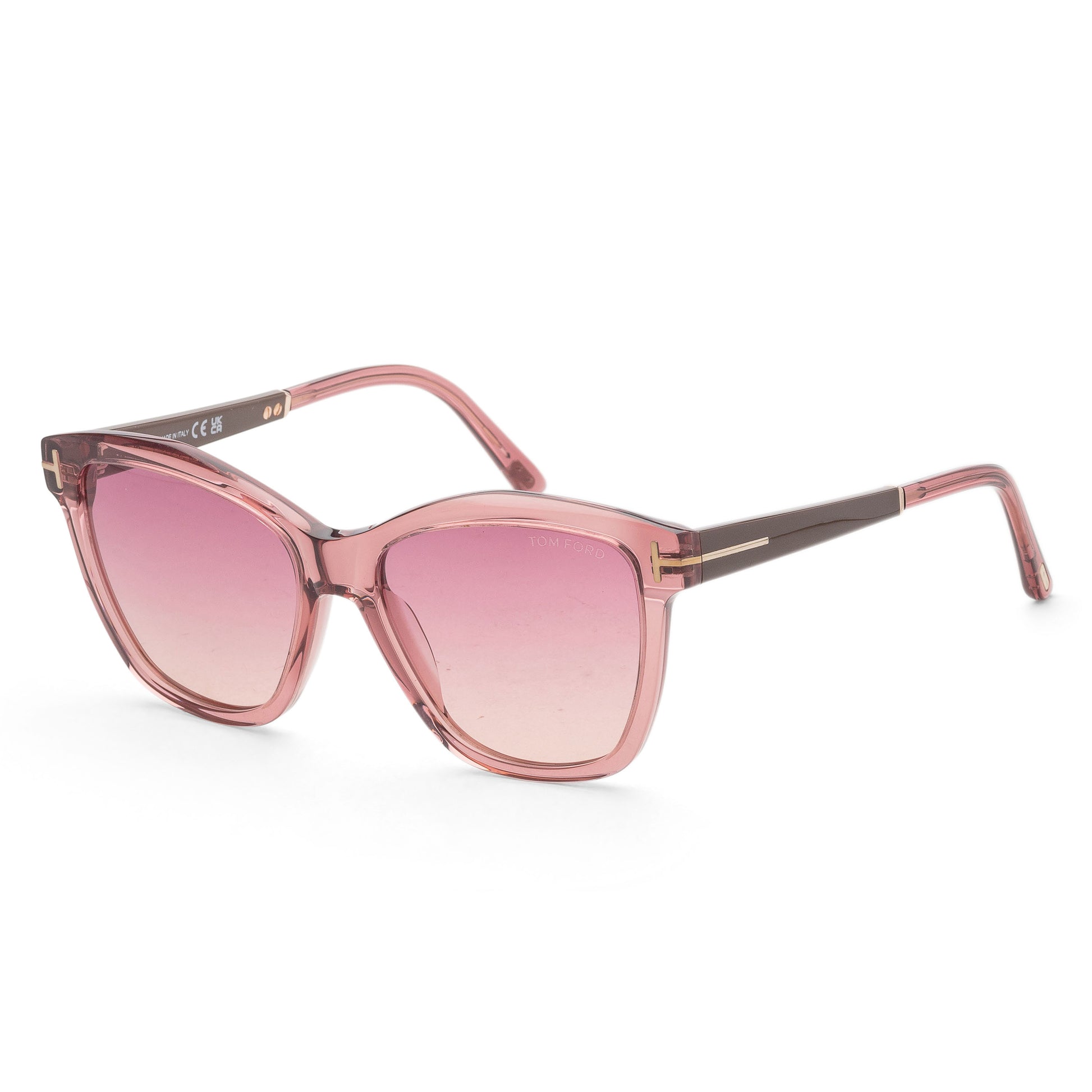 title:Tom Ford Women's Lucia 54mm Shiny Pink Sunglasses FT1087-72Z-54;color:Shiny Pink frame, Orange Mirror Violet Gradient lens