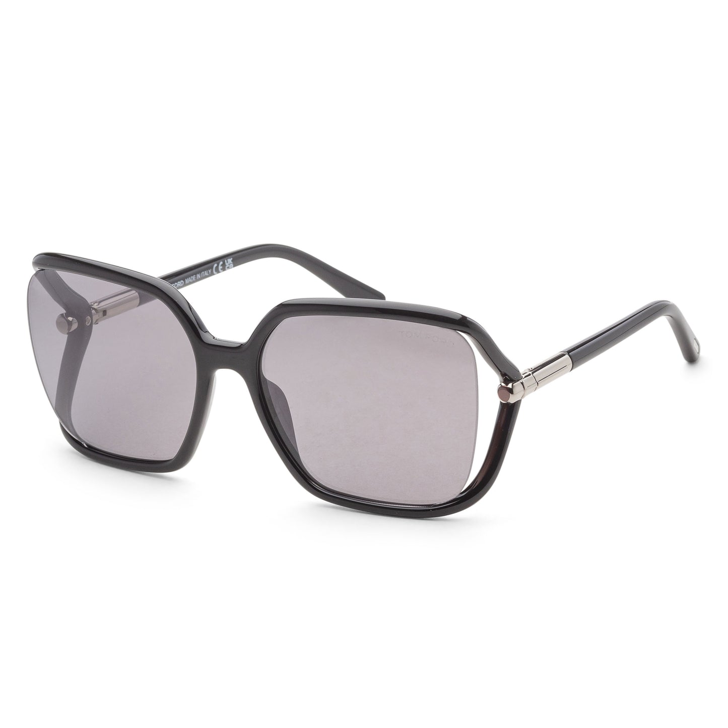 title:Tom Ford Women's Solange 60mm Shiny Black Sunglasses FT1089-01C-60;color:Shiny Black frame, Smoke Mirror lens