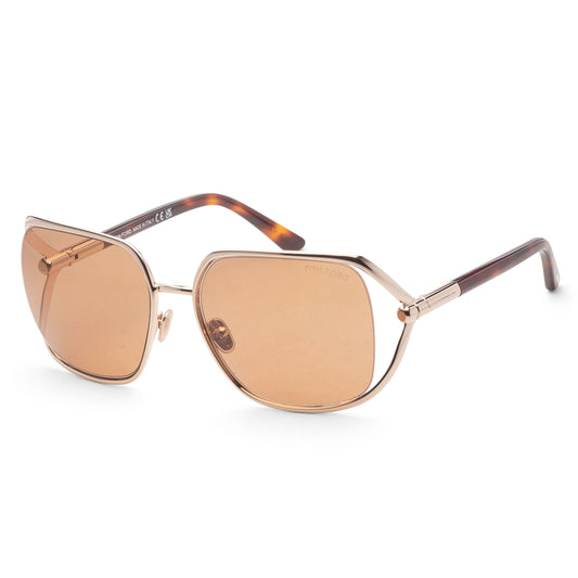 title:Tom Ford Women's Goldie 60mm Shiny Rose Gold Sunglasses FT1092-28E-60;color:Shiny Rose Gold frame, Brown lens