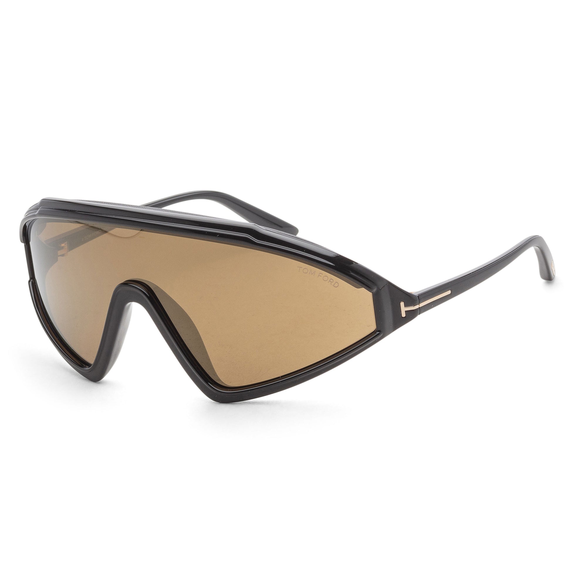 title:Tom Ford Men's Lorna 99mm Shiny Black Sunglasses FT1121-01G;color:Shiny Black frame, Brown Mirror lens