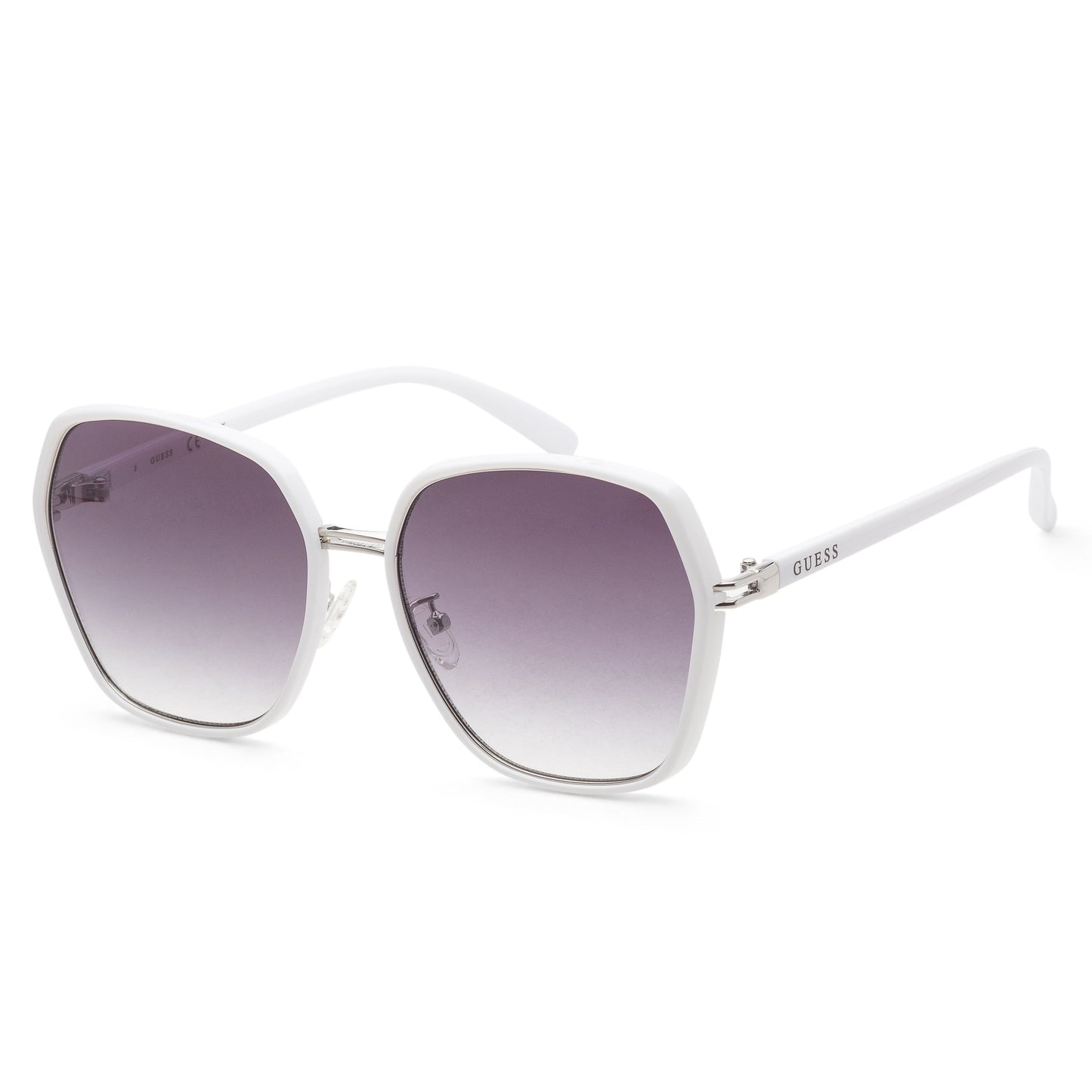 title:Guess Women's 59mm White Sunglasses GF0407-21B;color:White frame, Grey Mirror lens