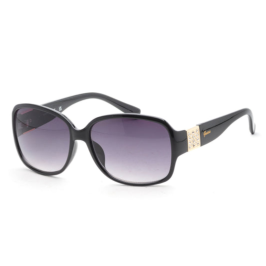 title:Guess Women's 58mm Shiny Black Sunglasses GF0411-01B;color:Shiny Black frame, Smoke Gradient lens