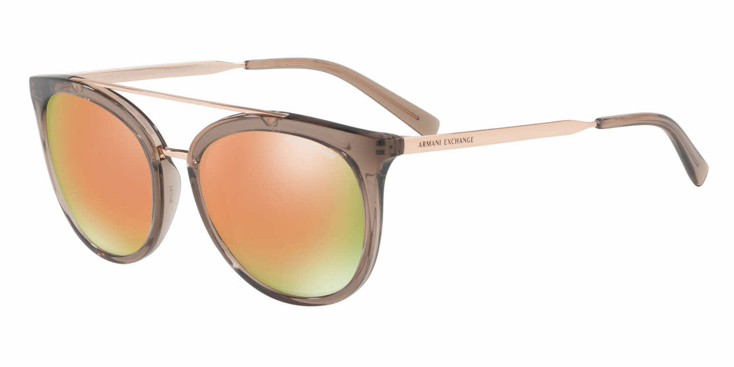 title:Armani Exchange Women's 55mm TransparenT Tundra Sunglasses AX4068S-82404Z-55;color:TransparenT Tundra frame, Grey Mirror Rose Gold lens