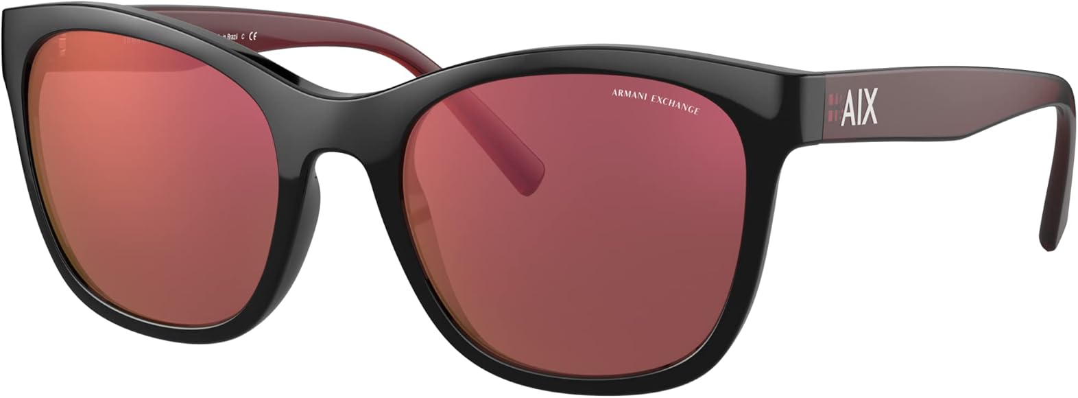 title:Armani Exchange Women's 54mm Black Sunglasses AX4105SF-8255D0-54;color:Black frame, Violet Mirrored lens