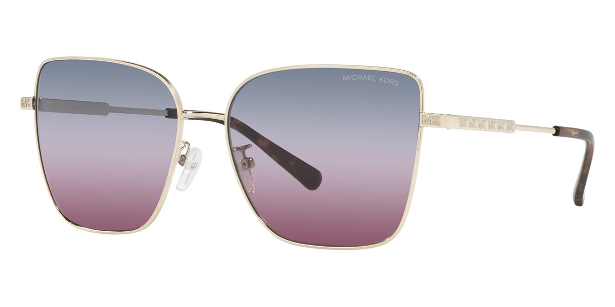 title:Michael Kors Women's 59mm Light Gold Sunglasses MK1108-1014I8-59;color:Light Gold frame, Blue Purple Gradient lens