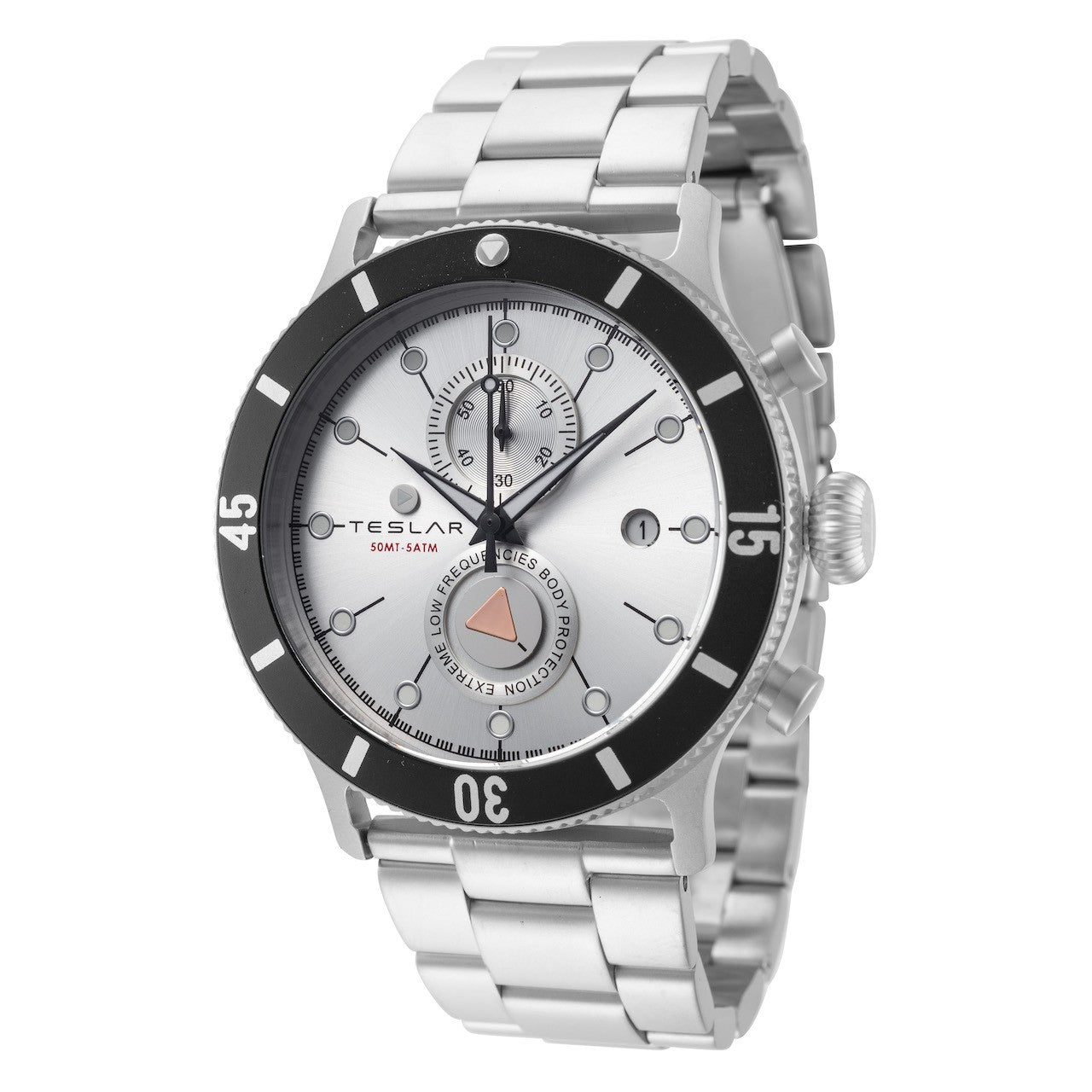 title:Teslar Men's TW-040 Re-Balance T-10 44mm Quartz Chronograph Watch;color:Silver