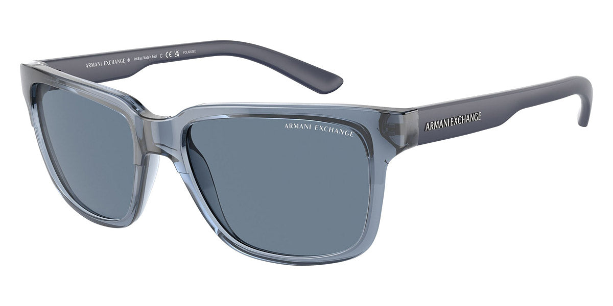 title:Armani Exchange Unisex 56mm Shiny Transparent Blue Sunglasses AX4026S-82782V-56;color:Shiny Transparent Blue