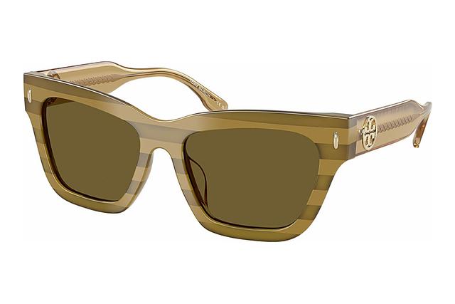 title:Tory Burch Women's 54mm Olive Stripes Sunglasses TY7208U-318073-54;color:Olive Stripes