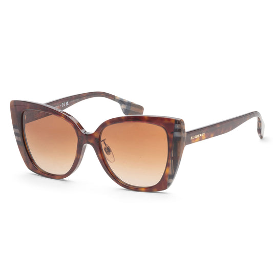 title:Burberry Women's Meryl 54mm Dark Havana Check Brown Sunglasses BE4393F-405313-54;color:Dark Havana Check Brown