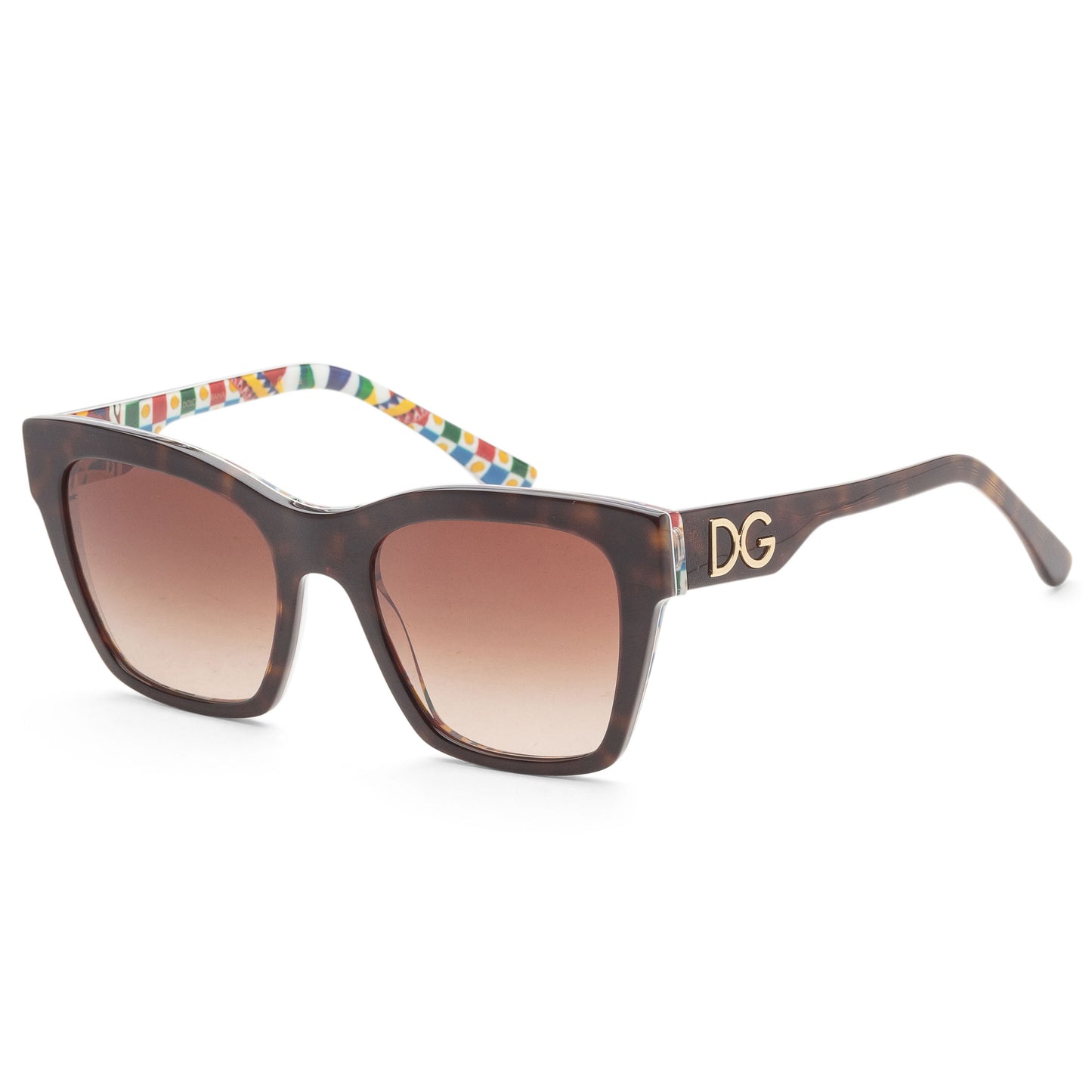 title:Dolce & Gabbana Women's 53mm Havana On White Barrow Sunglasses DG4384-321773-53;color:Havana On White Barrow