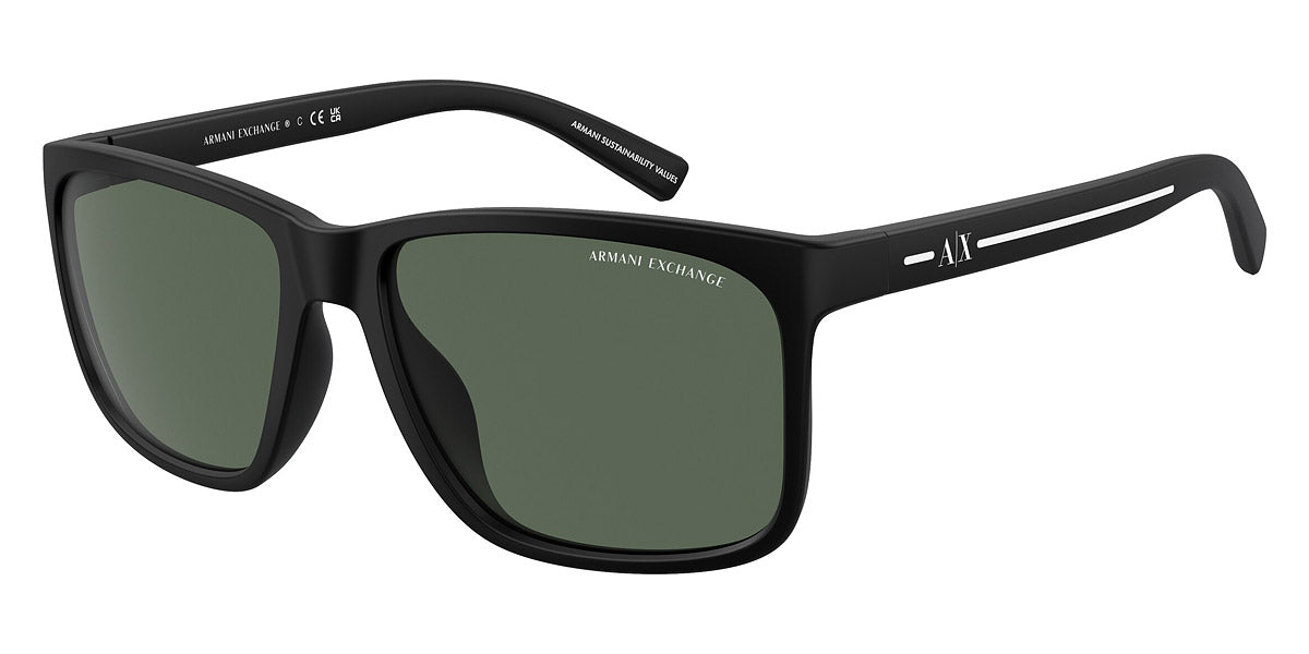 title:Armani Exchange Unisex 58mm Matte Black Sunglasses AX4041SF-807871-58;color:Matte Black frame, Dark Green lens