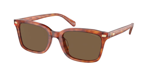 title:Coach Men's 54mm Caramel Tortoise Sunglasses HC8398U-577473-54;color:Caramel Tortoise frame, Brown Solid lens