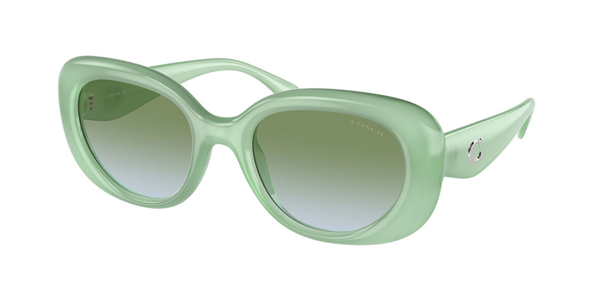 title:Coach Women's 53mm Milky Mint Sunglasses HC8391U-5807I7-53;color:Milky Mint frame, Green Blue Gradient lens