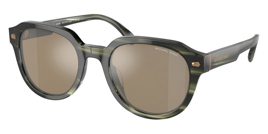 title:Michael Kors Men's 52mm Olive Horn Sunglasses MK2216U-39787I-52;color:Olive Horn frame, Olive Green Mirror lens