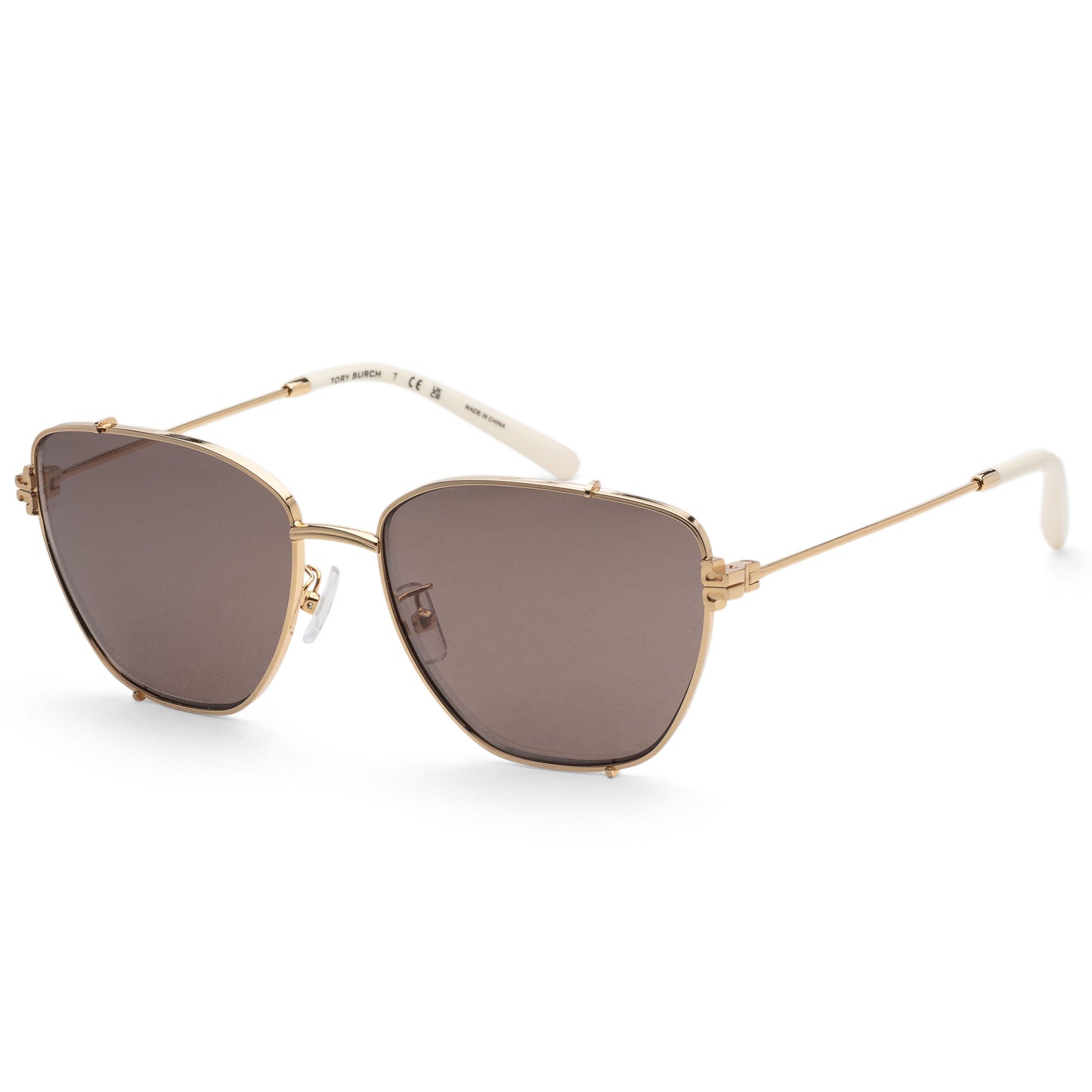 title:Tory Burch Women's 55mm Shiny Gold Sunglasses TY6105-32787N-55;color:Shiny Gold frame, Light Purple Brown Mirror lens