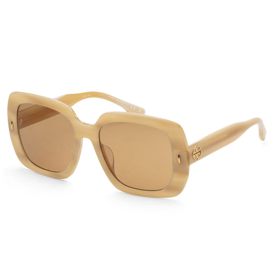 title:Tory Burch Women's 56mm Ivory Horn Sunglasses TY7193U-195073-56;color:Ivory Horn frame, Ochre lens