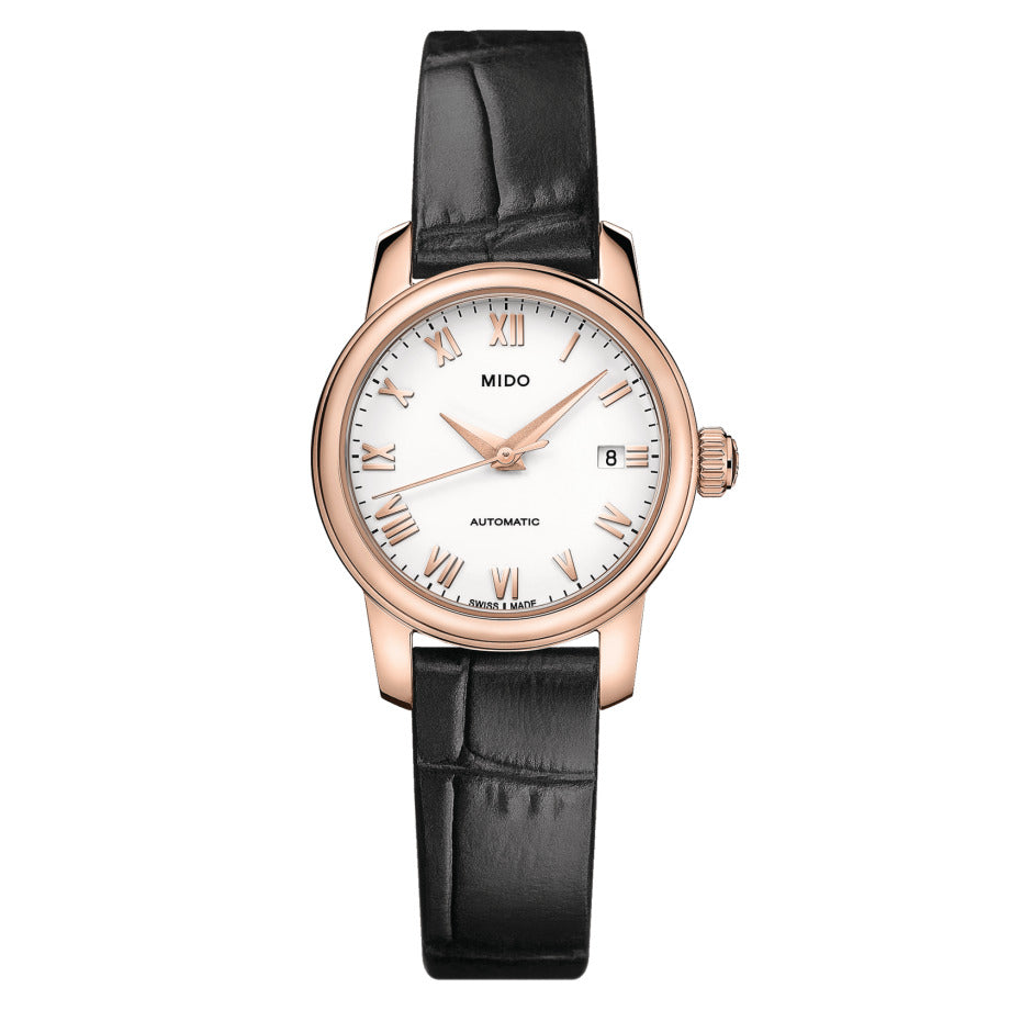 title:Mido Women's Baroncelli II 25mm Automatic Watch M0390073601300;color:Black