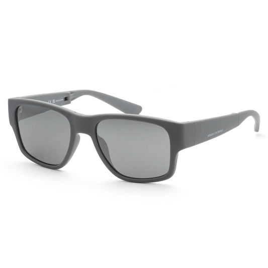 title:Armani Exchange Men's 56mm Matte Grey Sunglasses AX4141SU-81806G-56;color:Matte Grey frame, Grey Mirror Silver lens