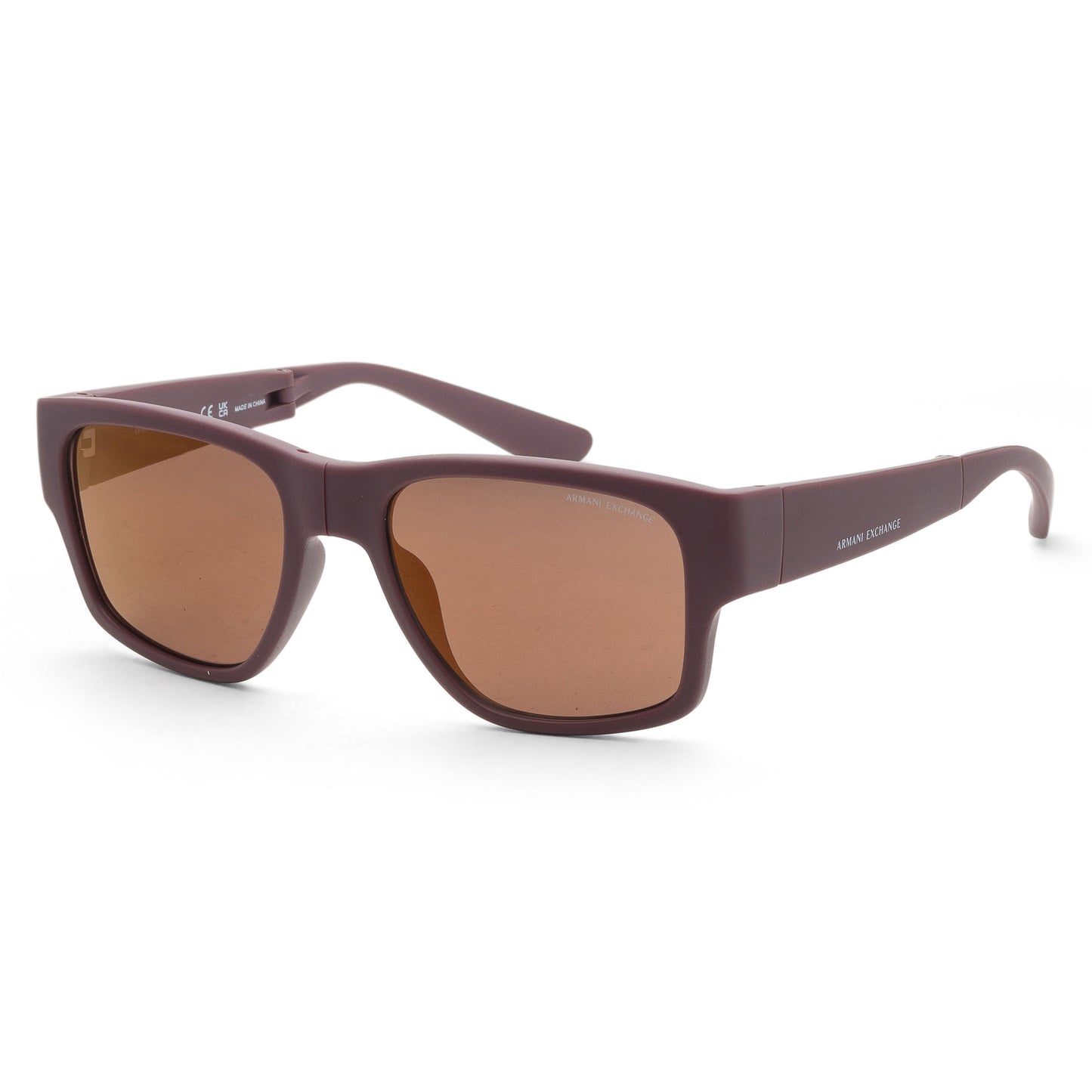 title:Armani Exchange Men's 56mm Matte Bordeaux Sunglasses AX4141SU-8347F9-56;color:Matte Bordeaux frame, Brown Mirror Bronze lens