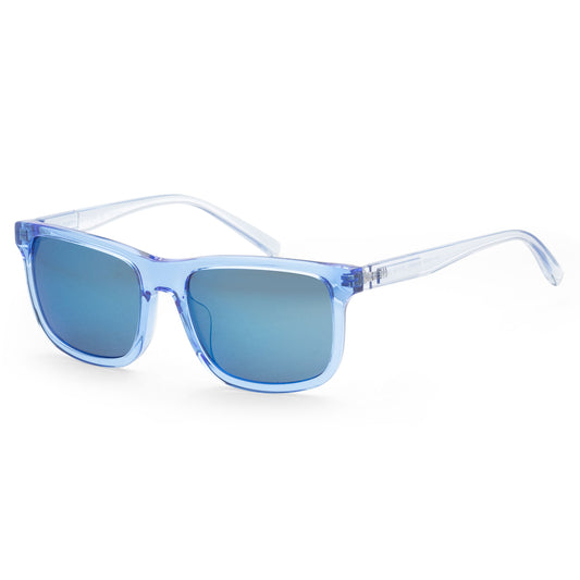 title:Armani Exchange Men's 57mm Shiny Transparent Blue Sunglasses AX4145SF-834555-57;color:Shiny Transparent Blue frame, Dark Blue Mirror Blue lens