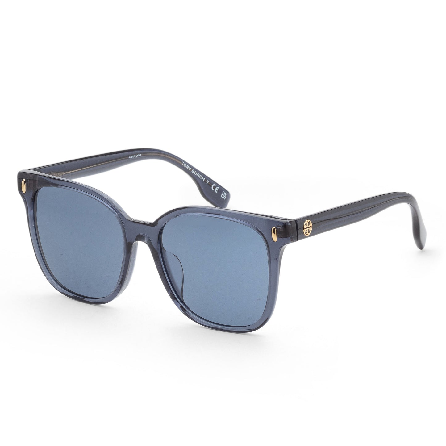 title:Tory Burch Women's 53mm Transparent Blue Sunglasses TY7203U-196380-53;color:Transparent Blue frame, Dark Blue lens