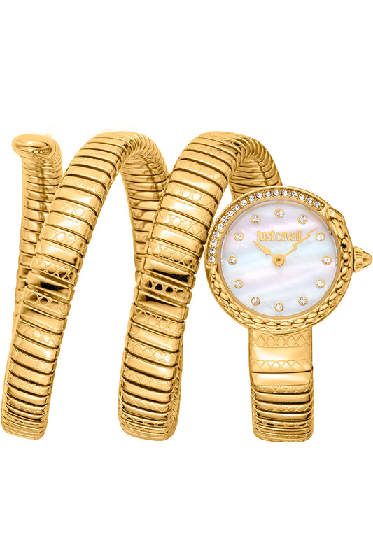 title:Just Cavalli Women's Signature Snake 23mm Quartz Watch JC1L302M0025;color:Gold