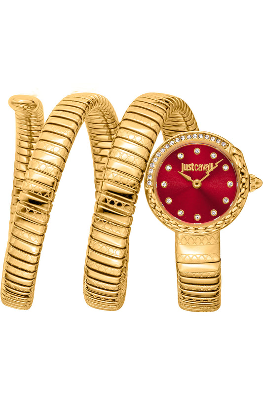 title:Just Cavalli Women's Signature Snake 23mm Quartz Watch JC1L302M0035;color:Gold