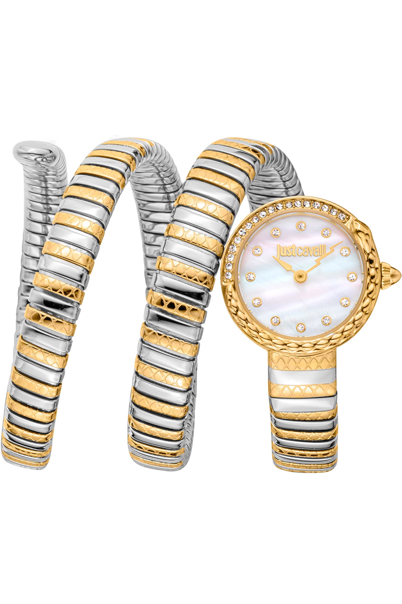 title:Just Cavalli Women's Signature Snake 23mm Quartz Watch JC1L302M0055;color:Gold