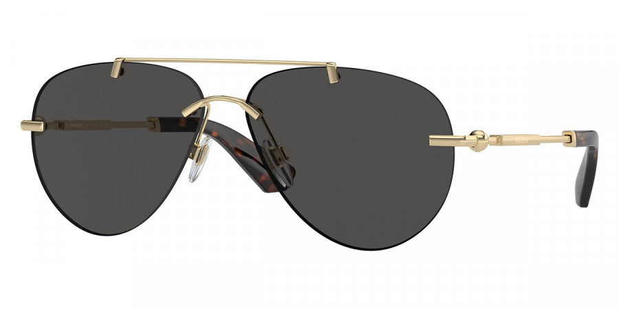 title:Burberry Woman 60mm Light Gold Sunglasses BE3151-110987-60;color:Light Gold frame, Dark Grey lens