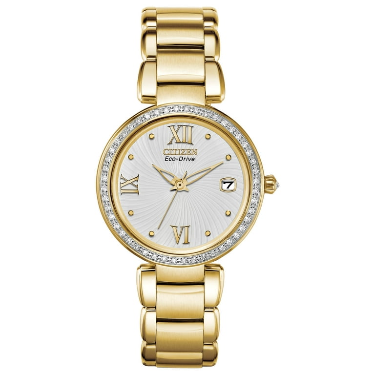 title:Citizen Women's Marne 33mm Solar Quartz Eco-Drive Watch EO1102-51A;color:Gold